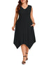Womens Plus Size Maxi Dresses Sleeveless Summer Dress Beach Sundress Tshirt Long Dresses with Pockets--fine dressed-fine dressed