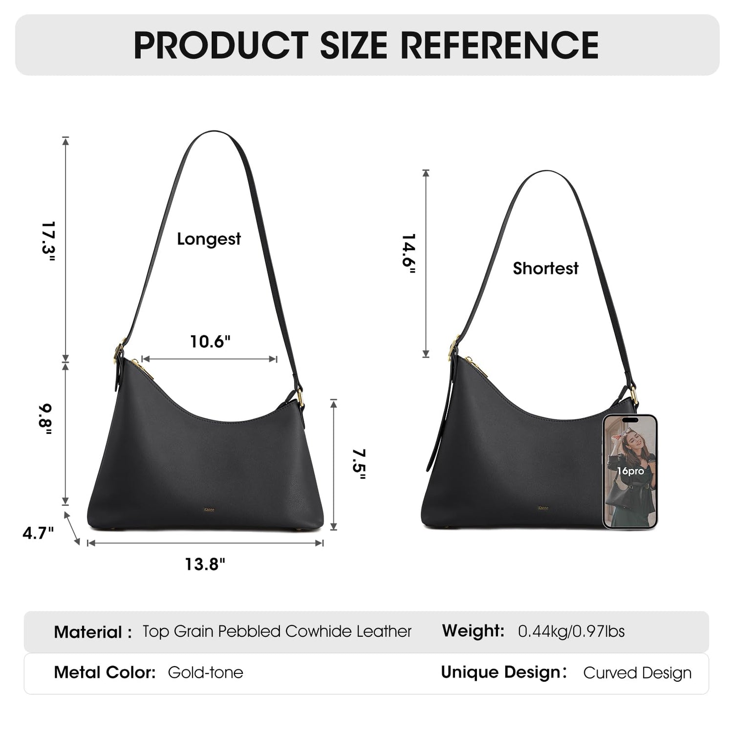 Kattee Hobo Bags for Women Trendy, Soft Leather Handbags and Purses,Shoulder Tote Curved Designer Bag with Card Pocket--fine dressed-fine dressed