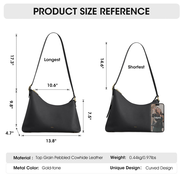 Kattee Hobo Bags for Women Trendy, Soft Leather Handbags and Purses,Shoulder Tote Curved Designer Bag with Card Pocket--fine dressed-fine dressed
