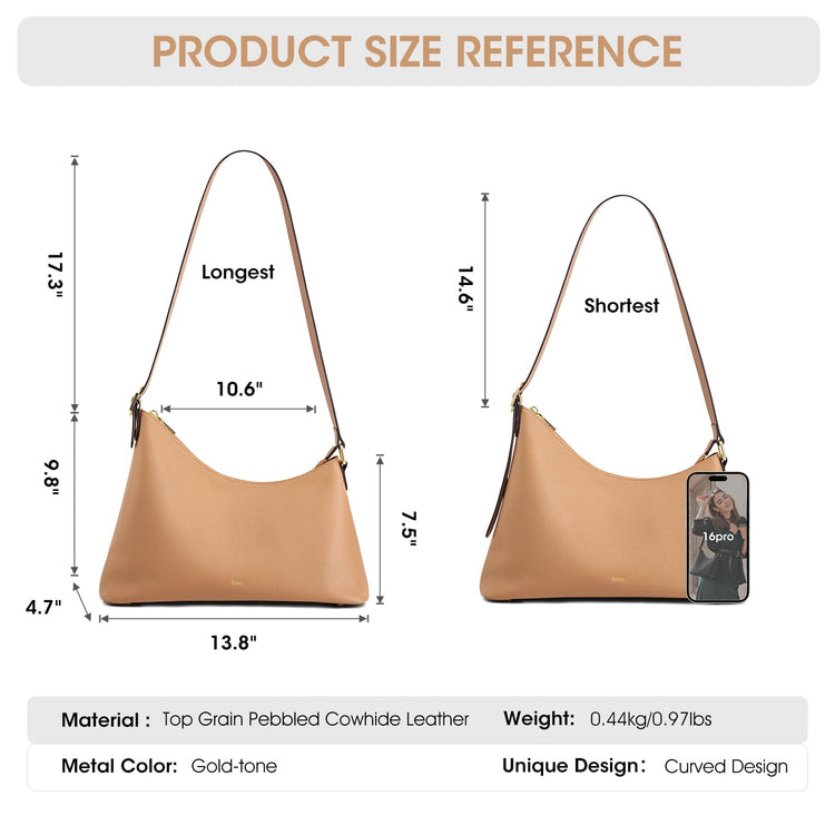Kattee Hobo Bags for Women Trendy, Soft Leather Handbags and Purses,Shoulder Tote Curved Designer Bag with Card Pocket--fine dressed-fine dressed
