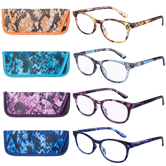 EYEGUARD Reading Glasses 4 Pack Fashion colorful Readers for women