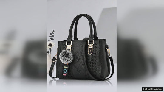 Chic Casual Shoulder Bag with Fur Ball Pendant - Perfect Mother&