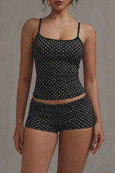 XLLAIS 2026 Y2K Fashionable Polka Dot Camisole And Shorts Set, Sexy And Fitted, Suitable For Vacation Wear Spring-Women Co-ords-fine dressed-Shein