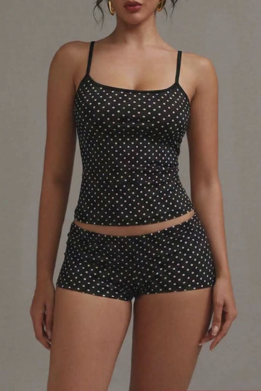 XLLAIS 2026 Y2K Fashionable Polka Dot Camisole And Shorts Set, Sexy And Fitted, Suitable For Vacation Wear Spring